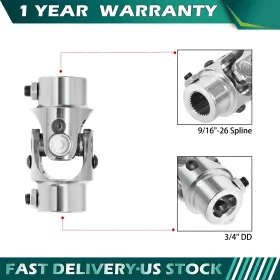 Sf-uj012-uj2007 Aftermarket Products 9/16-26 Spline X 3/4 Inch Dd Ford Manual Stainless Steering U Joint Rat Street Rod