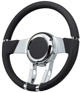 Fr20150bk Flaming River Steering Parts 1969-81 Black Leather Waterfall Wheel