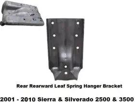 15004158 General Motors Az 01-10 Silverado 2500 3500 Rear Rearward Leaf Spring Hanger Bracket