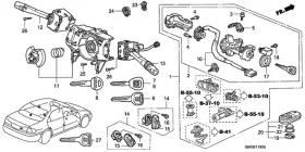 35100-s84-a03ni Honda Genuine Lock Assembly Steering Inch Ni No Immobilizer 35100-s8