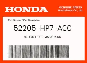 52205-hp7-a00 Honda Genuine Knuckle Sub-assy. R. Rr. -