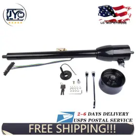 R91003bk-32 Jinyocom 32 Inch Black Floor Shift Tilt Manual Steering Column With Key And 9 Hole Wheel Adapter