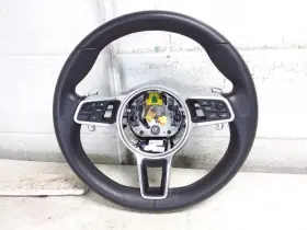 235.po1420 Porsche 2020 Cayenne Black Leather Steering Wheel Heated Paddle Shifter Oem