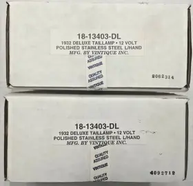 18-13403-dl Vintique 18-13402-dl 1932 Ford Deluxe Polished Stainless Steel Tail Light Left Side Lot 18-13403-dl Vintique 18-13402-dl 1932 Ford Deluxe Polished Stainless Steel Tail Light Left Side Lot