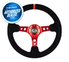 New Nrg Deep Dish Steering Wheel 350MM Black Suede Red Spoke 3" RST-006S-RD. Price: $147.40.