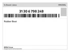 Genuine Bmw Rubber Boot 31-30-6-798-248 New. Price: $18.56.