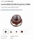 Genuine Honda Nut Flange (10MM) 90002-S10-000 New. Price: $10.00.