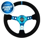 New Nrg Deep Dish Steering Wheel 350MM Suede Blue Stitch And Mark RST-006S-BL. Price: $147.40.