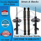 Kyb Oem Front Struts & Rear Shocks For 2014-2016 Toyota Highlander 9YR Warranty New. Price: $392.29.