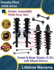 Oe Front & Rear Struts W/sway Bar For 2016-2022 Honda Pilot 4X4 Lifetime Warran. New. Price: $637.74.