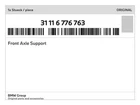 Genuine Bmw Front Axle Support 31-11-6-776-763 New. Price: $907.17.