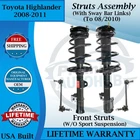 Monroe Oem Front Struts W/sway Bar For 2008-2011 Toyota Highlander 9 Yr.warranty New. Price: $364.68.